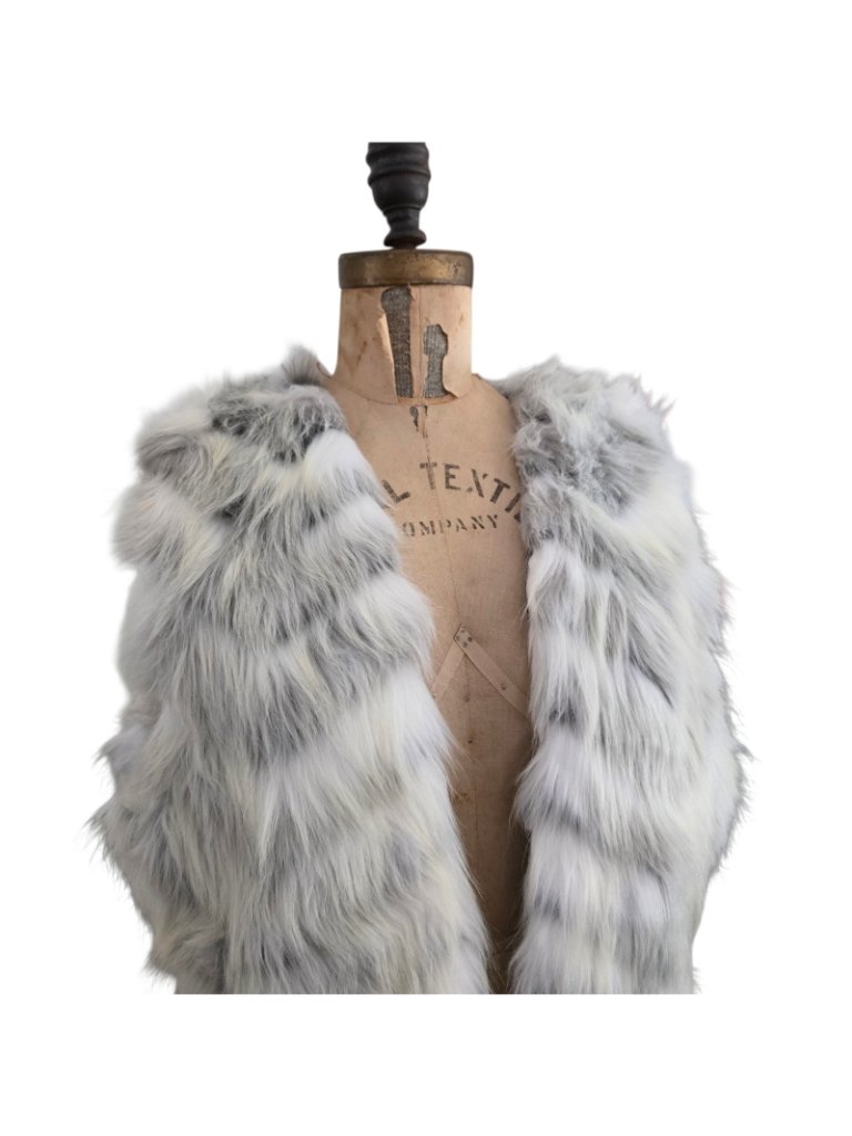 Donna Salyers Fabulous Furs Faux Fur Vest Gray White M — image 2 of 4